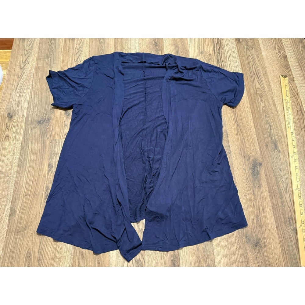 Larace Sweater Women's Plus Size 1X Blue  Short Sleeve Open Cardigan Casual